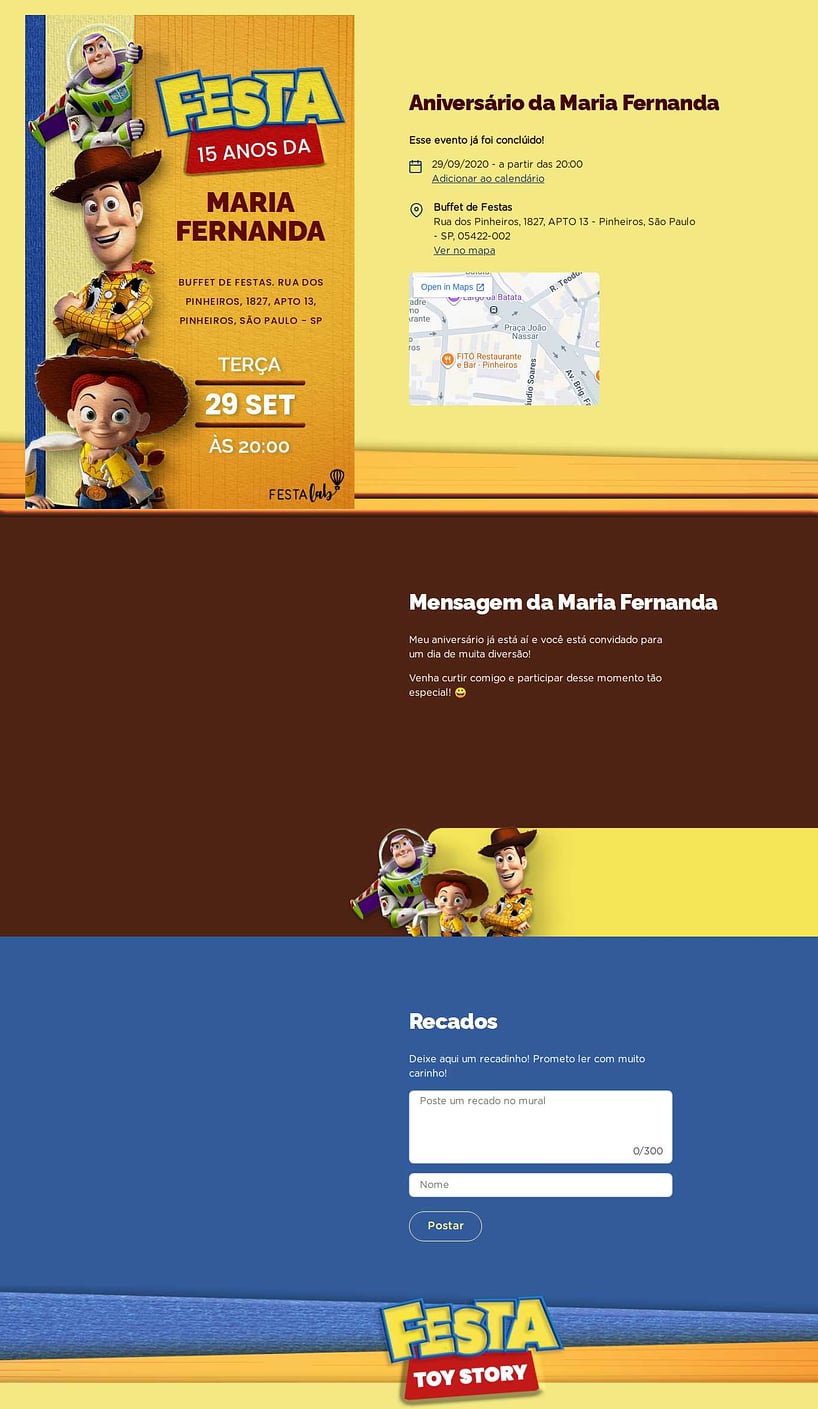 Convite online de aniversário - Turma Toy Story| FestaLab