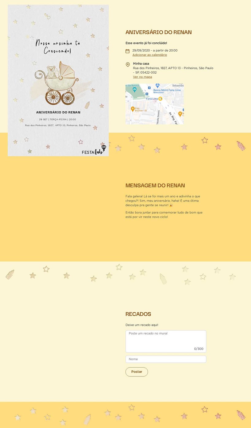 Convite online de aniversário - Ursinho no Carrinho| FestaLab
