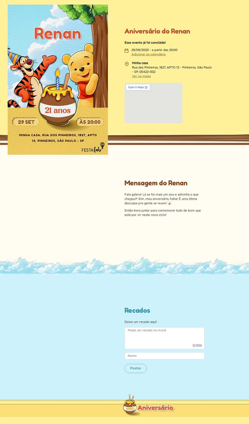 Vibe de Aniversario - Urso Pooh