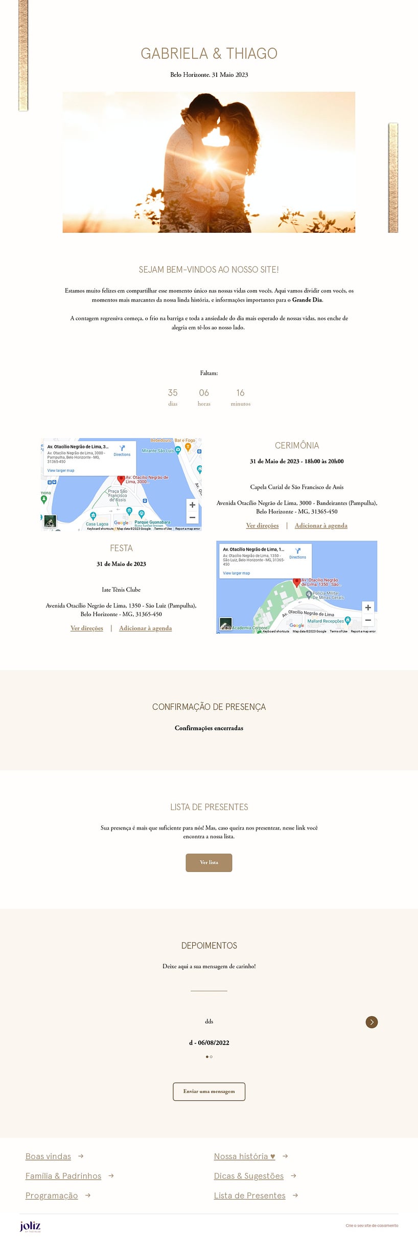 Crie seu site de Casamento - Alianças Branco com Dourado| FestaLab