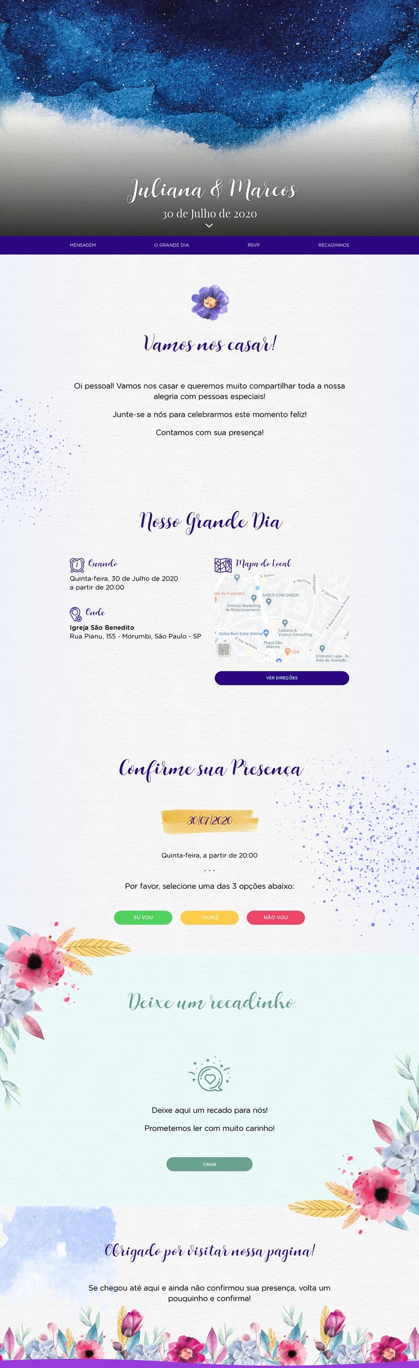 Crie seu site de Casamento - Aquarela| FestaLab