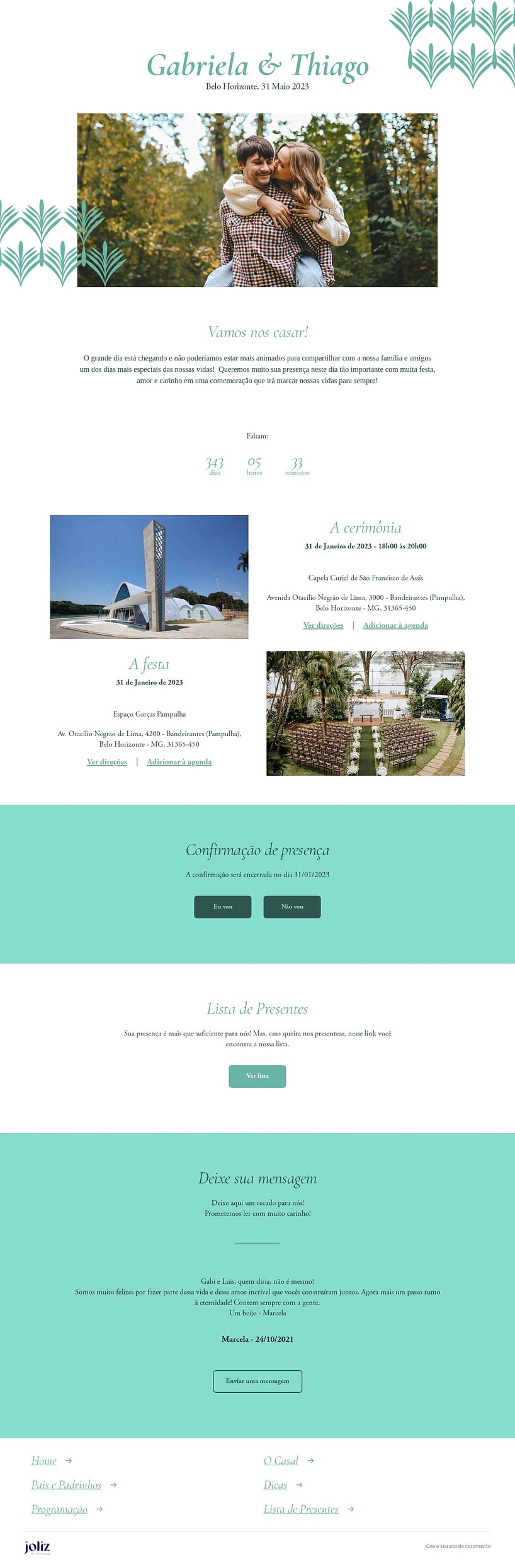 Crie seu site de Casamento - Arabescos verde| FestaLab