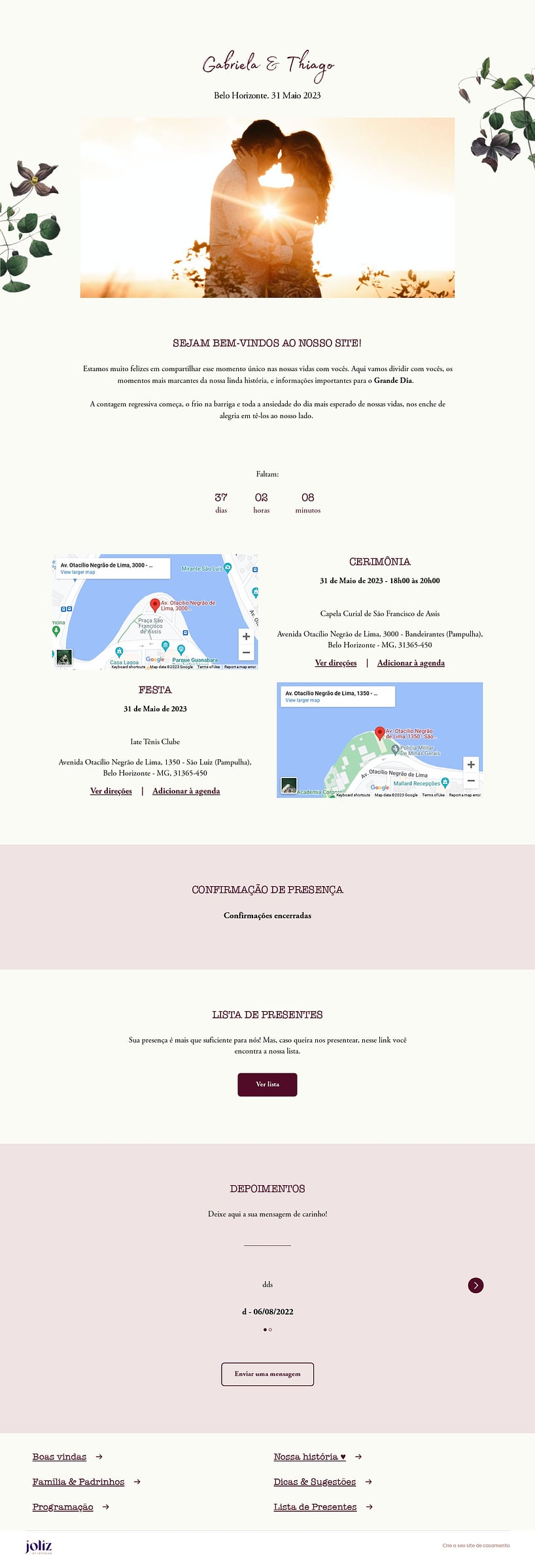 Crie seu site de Casamento - Floral Moderno| FestaLab