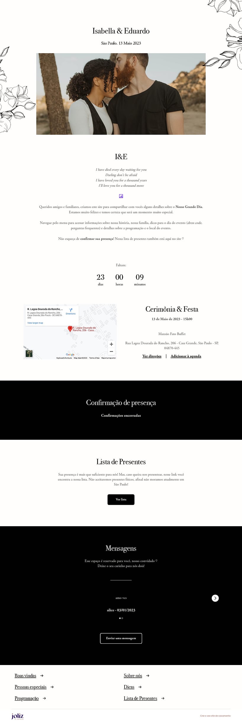 Crie seu site de Casamento - Flores Romântico| FestaLab