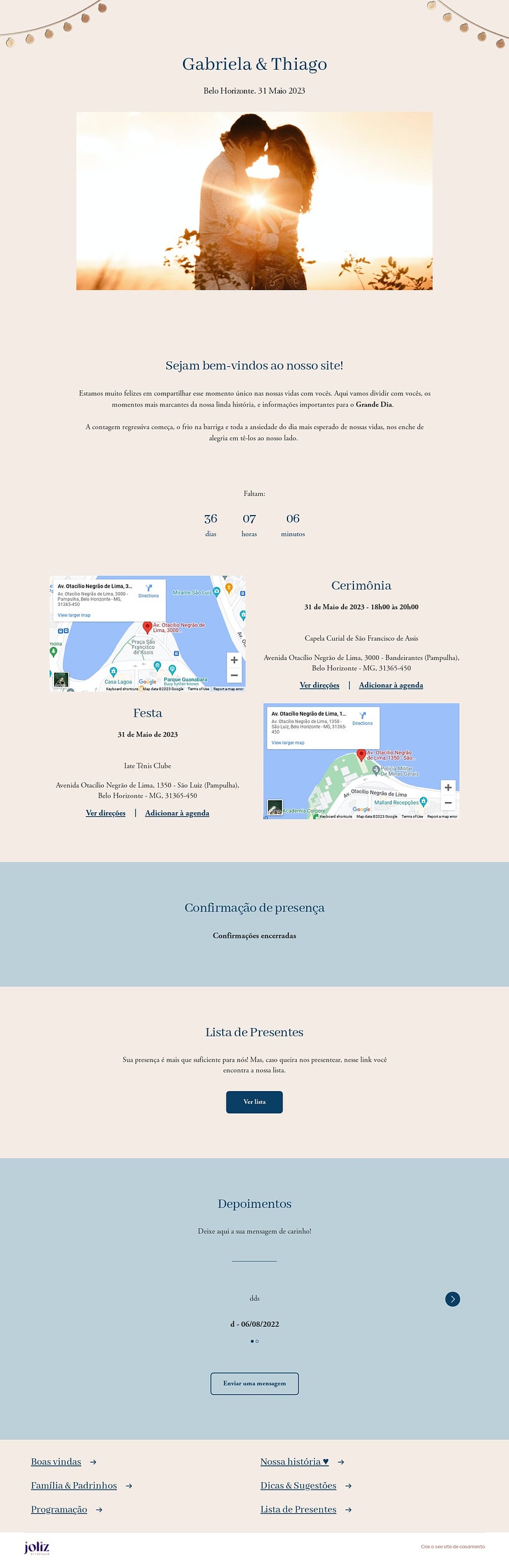 Crie seu site de Casamento - Rústico delicado| FestaLab