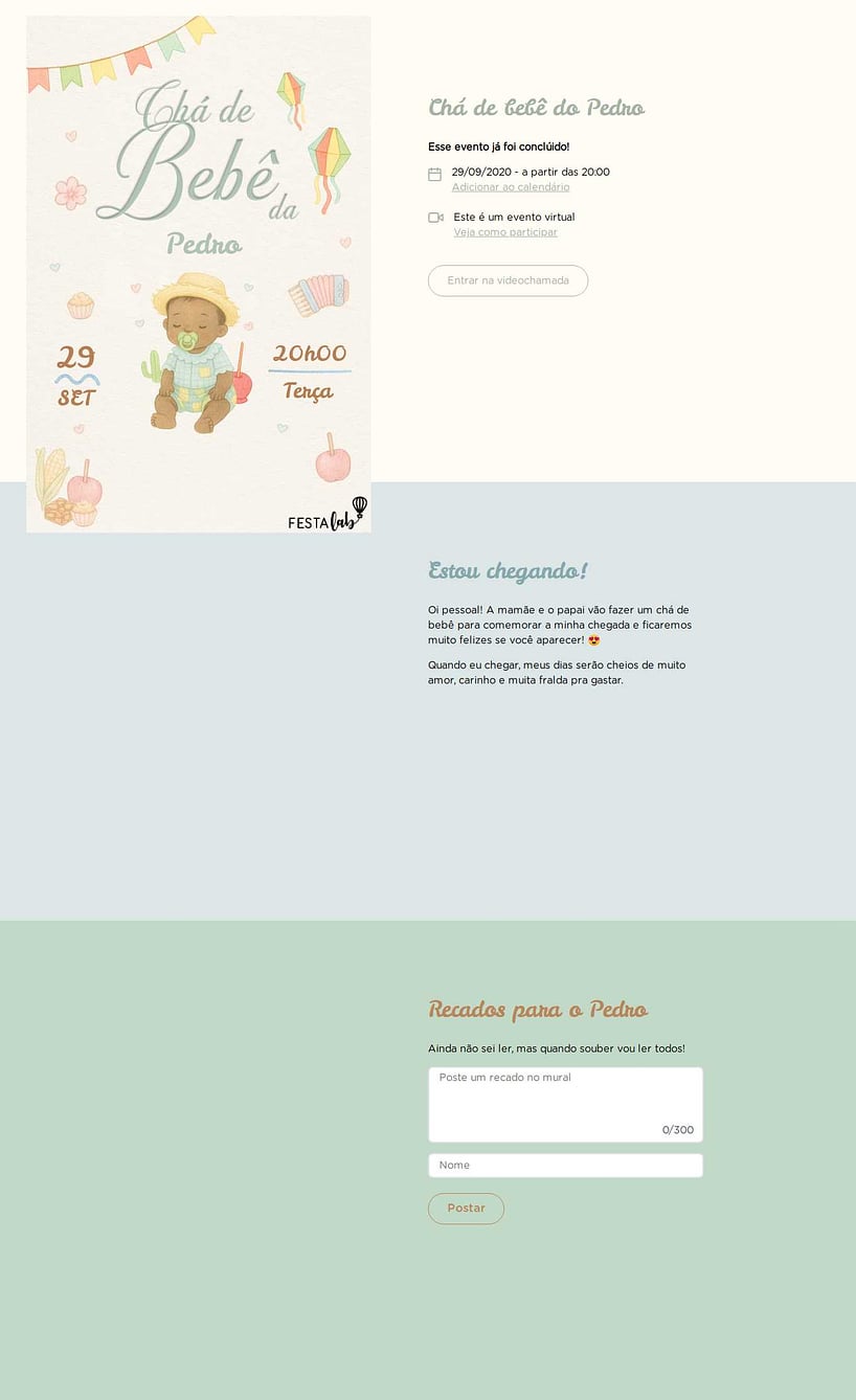 Convite Online Chá de bebê - Arraiá de Doçura Verde | FestaLab