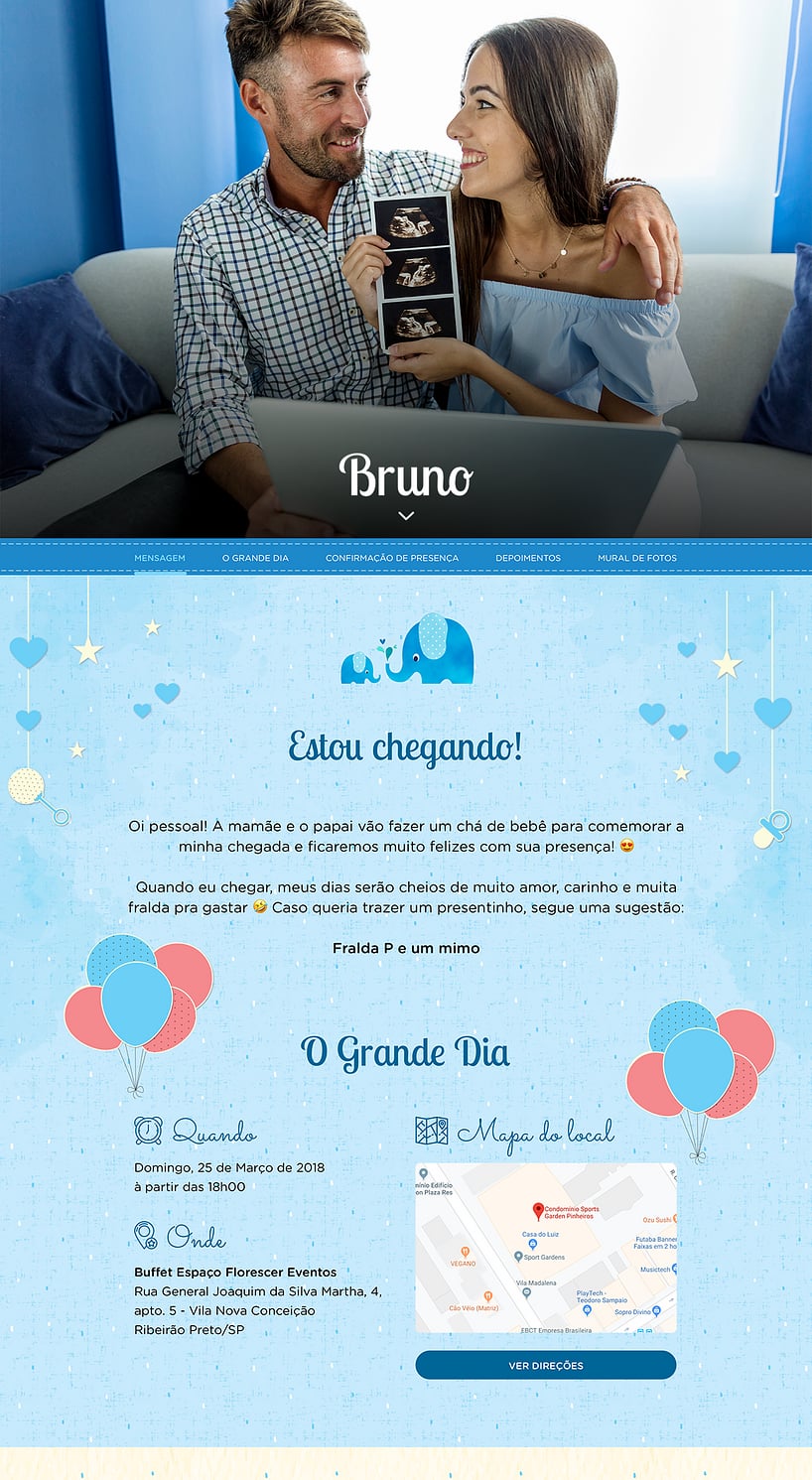 Convite Online Chá de bebê - Elefantinho | FestaLab