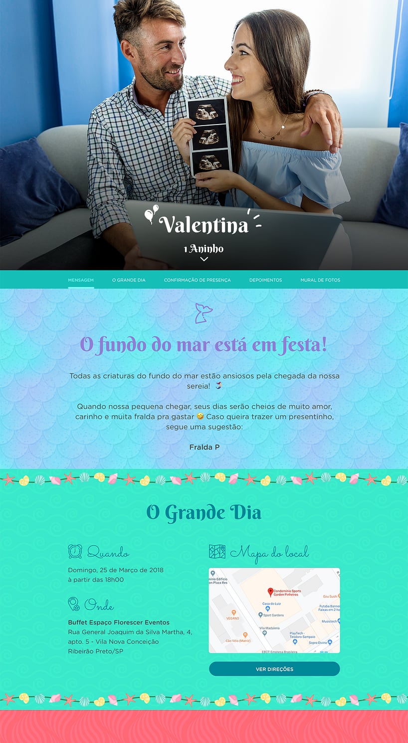 Convite Online Chá de bebê - Sereia | FestaLab