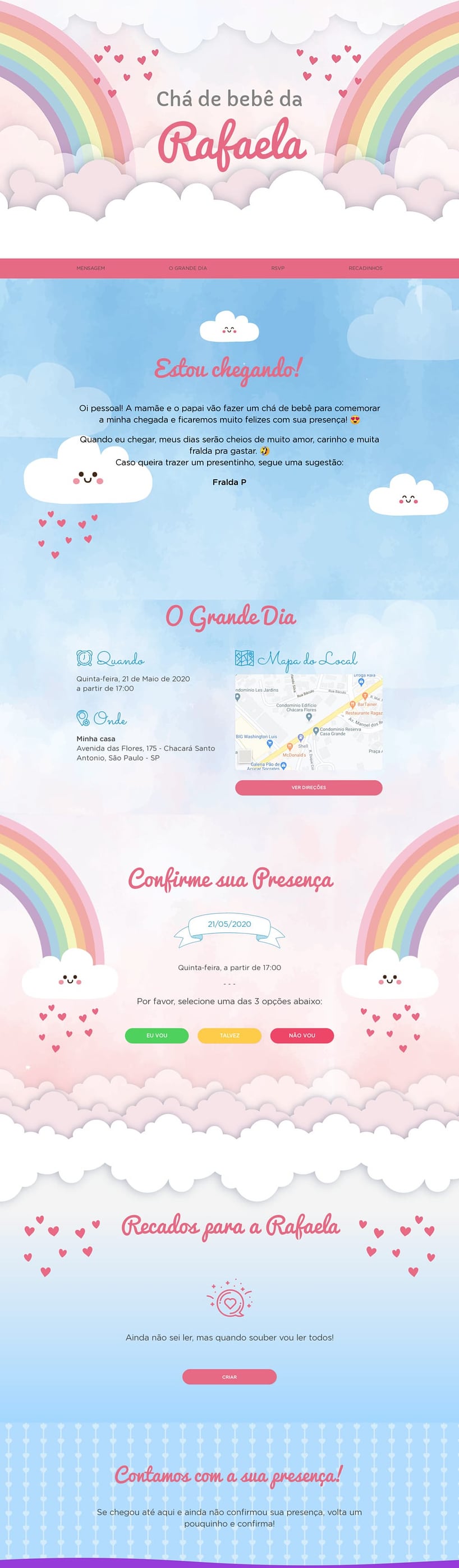 Convite Online Chá de fraldas - Chuva de Amor | FestaLab