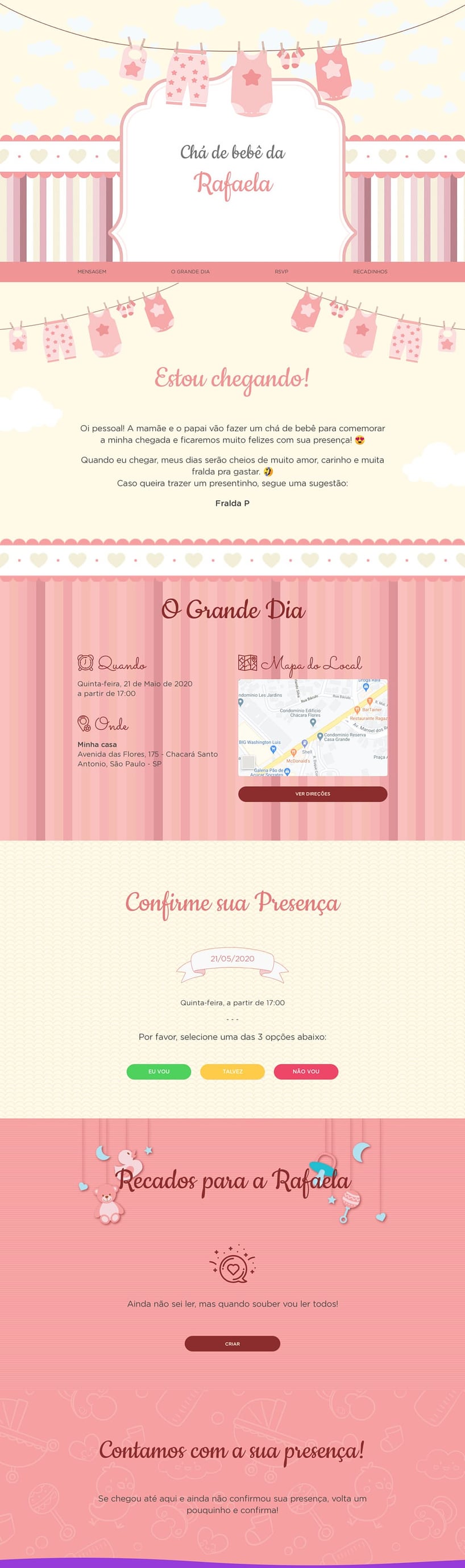 Convite Online Chá de fraldas - Enxoval Menina | FestaLab