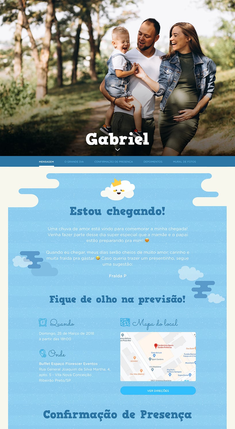 Convite Online Chá de fraldas - Nuvem | FestaLab