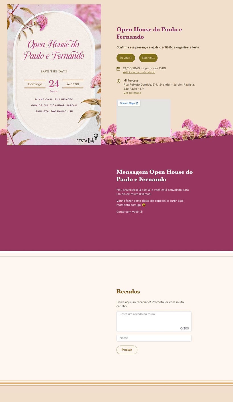 Convite Online Ocasiões especiais - Dia das Mães | FestaLab