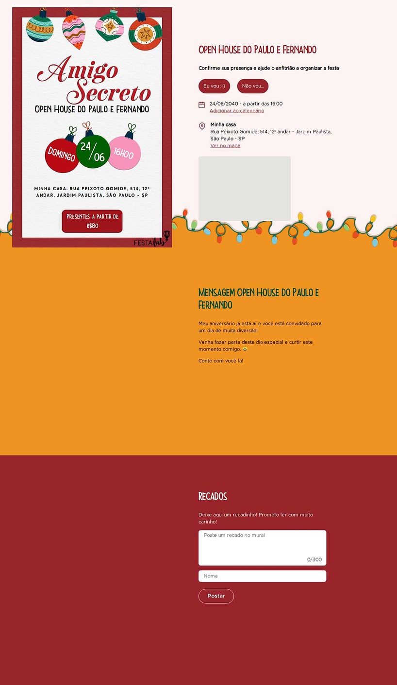 Convite Online Ocasiões especiais - Natal de Surpresas | FestaLab