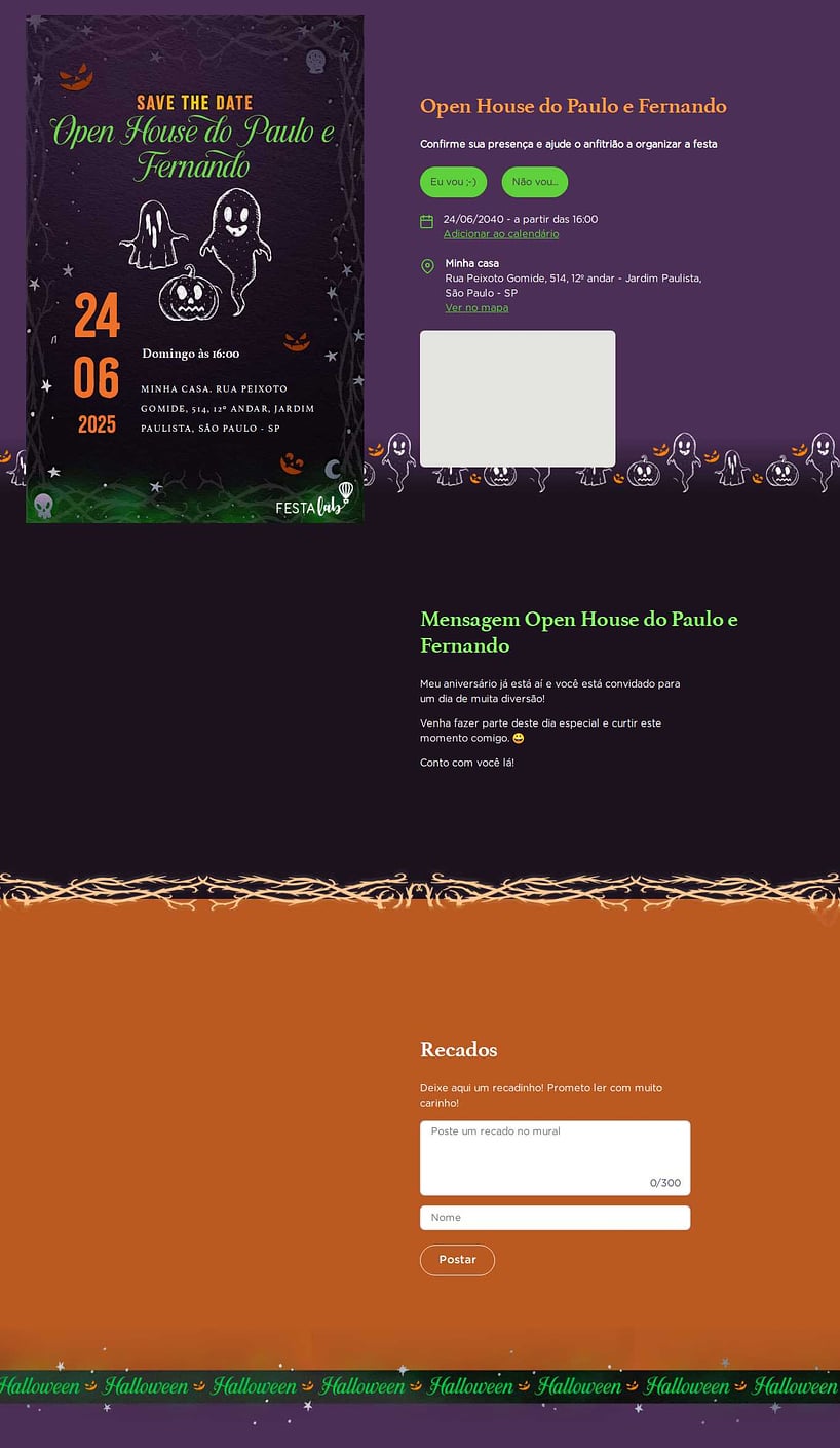 Convite Online Ocasiões especiais - Save The Date Halloween | FestaLab